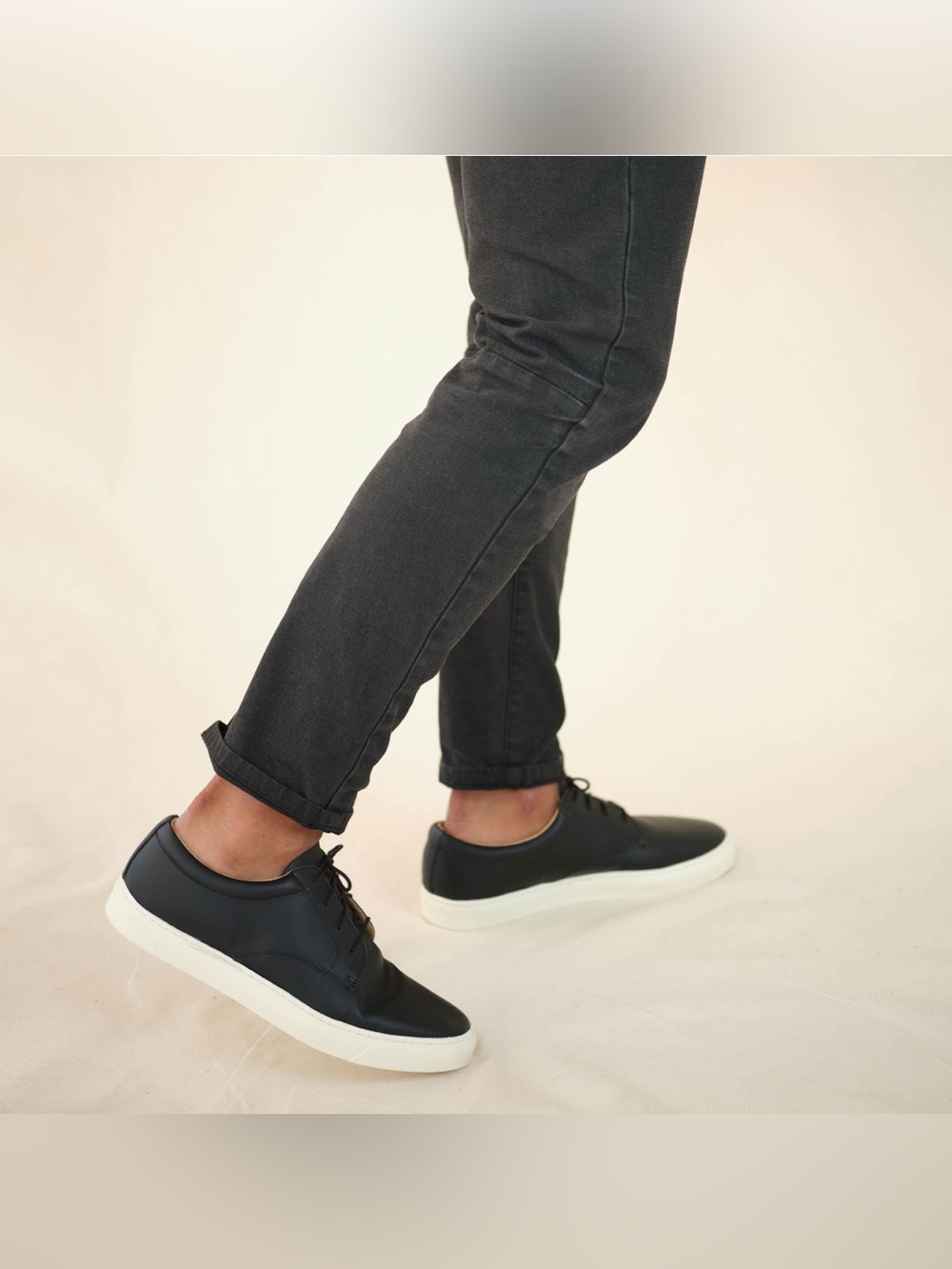 New Nisolo Everyday Sneaker Shoes Black Leather 8.5